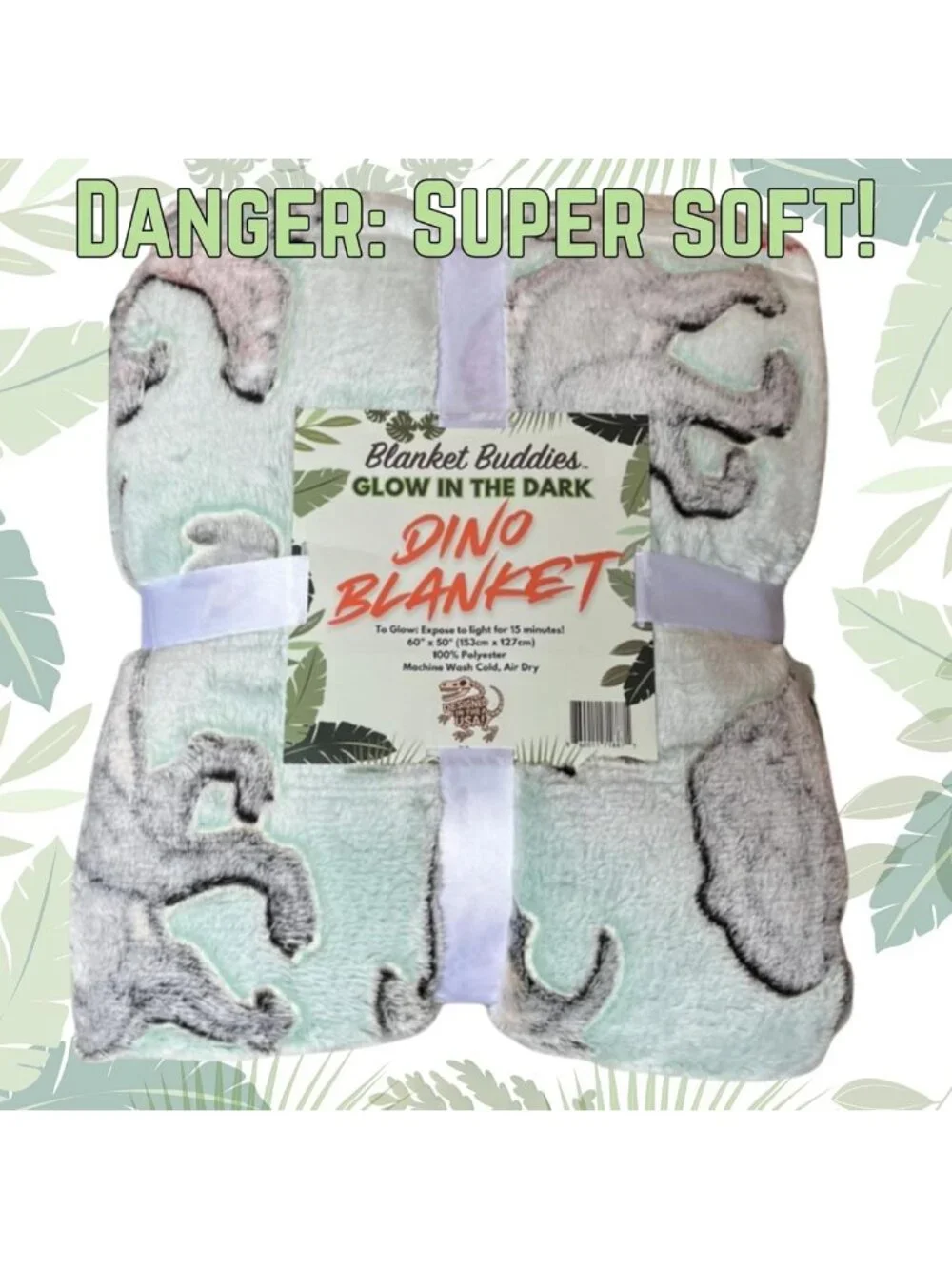 Cozy Glow in the Dark Dinosaur Fleece Throw Blanket for Kids, 50